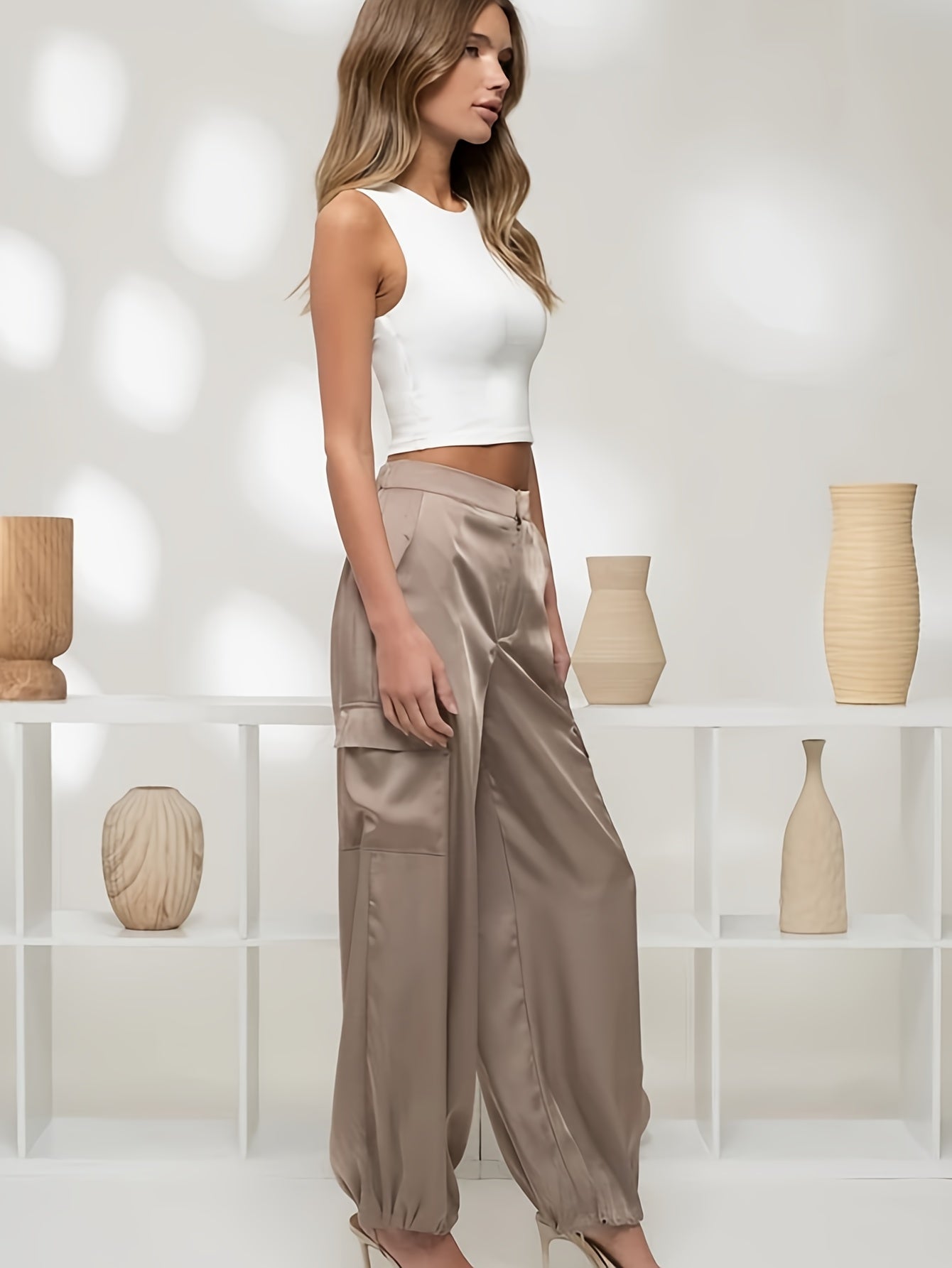 Pantalón Satinado Cargo Mujer