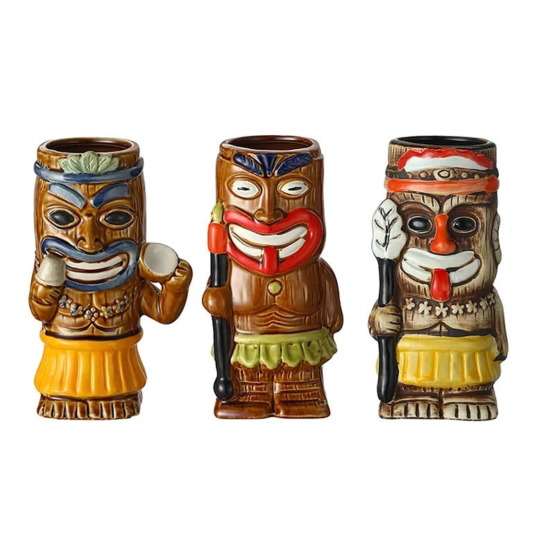 Vasos Tiki Cerámicos – Estilo Tribal Polinesio