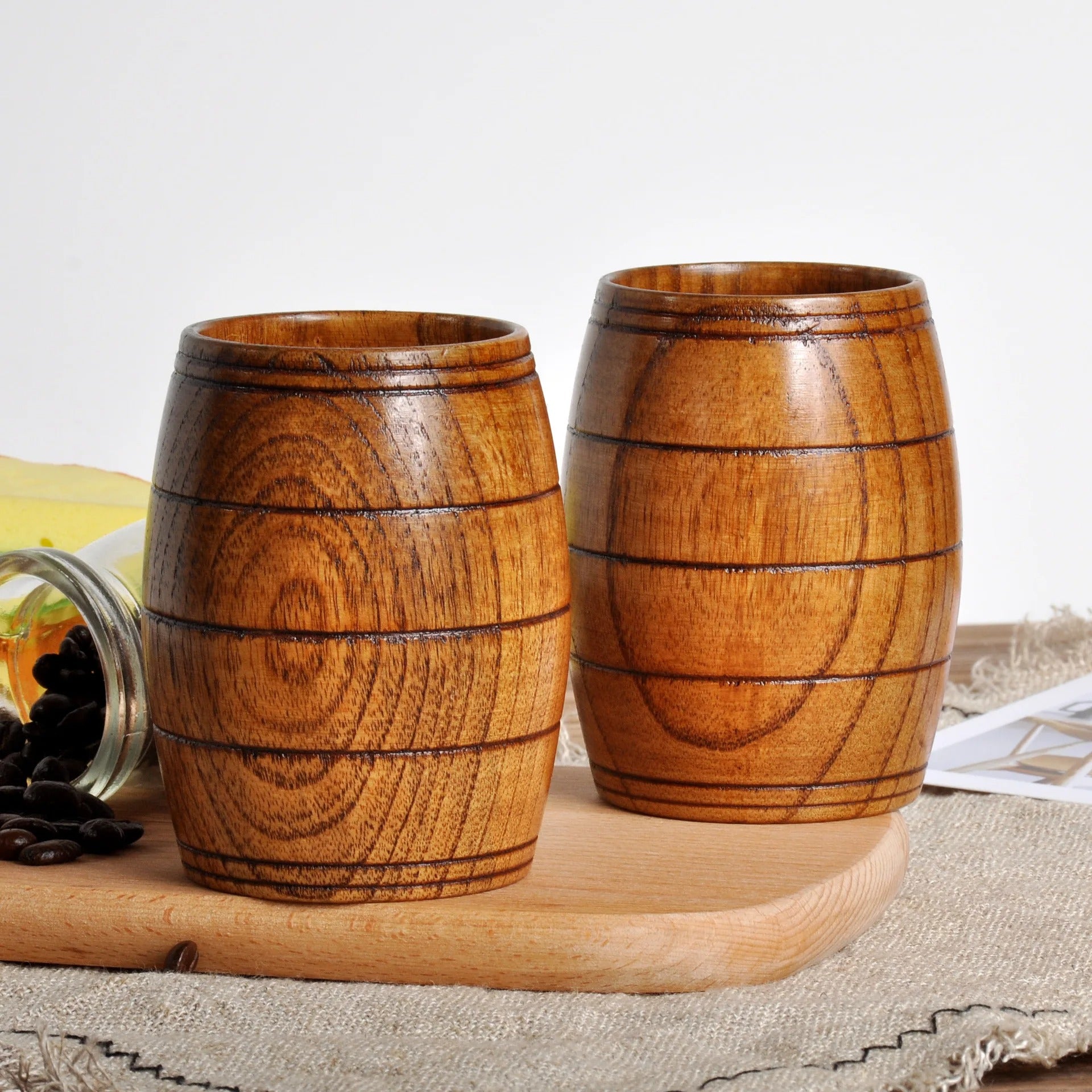 Vasos de Madera Estilo Barril – Rústicos y Elegantes