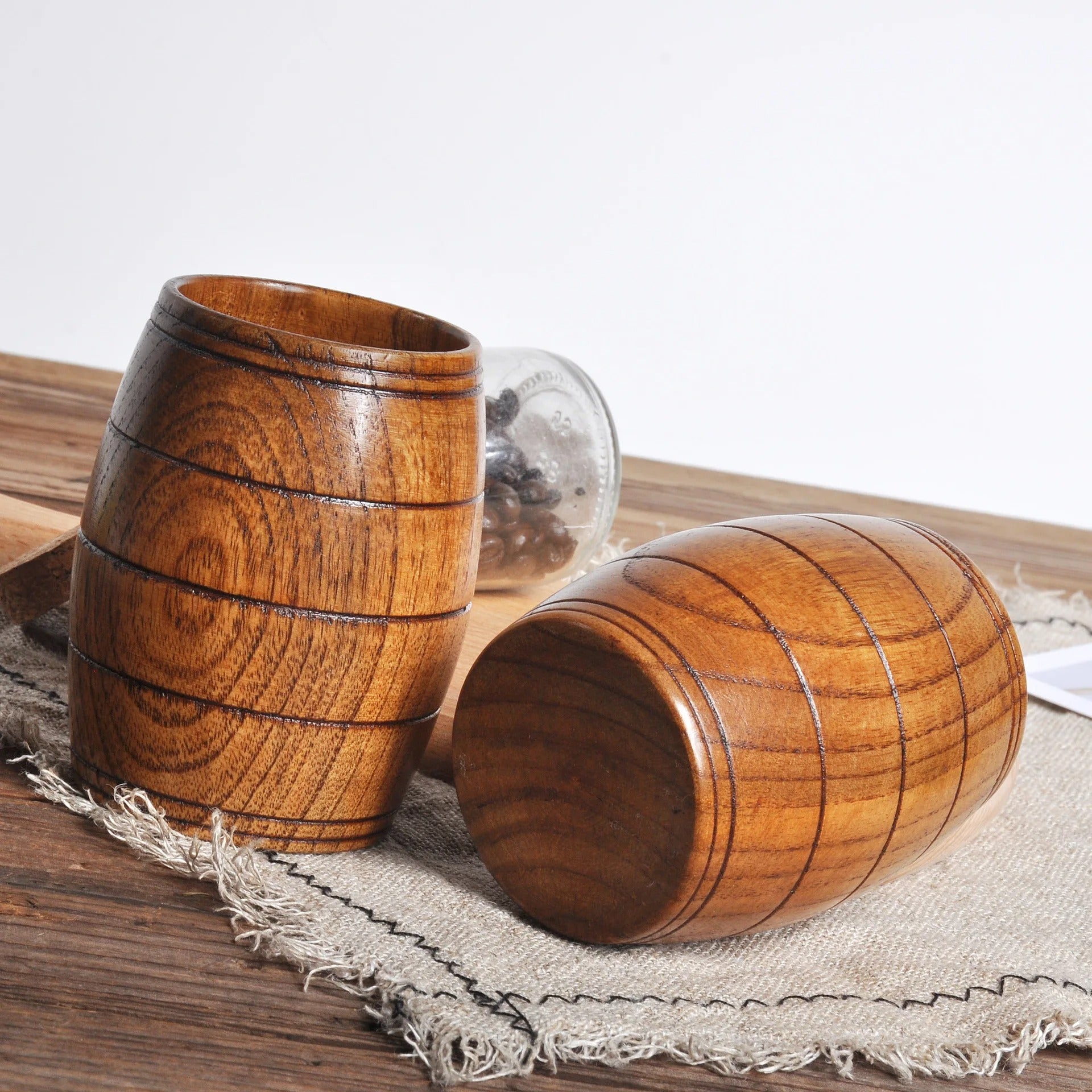 Vasos de Madera Estilo Barril – Rústicos y Elegantes